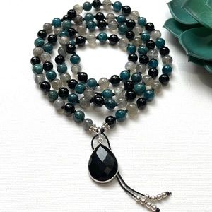 Genuine Gemstone Hand-Knotted Mala Beads Necklace 108